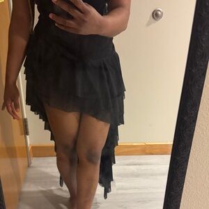 Fashion Nova Black Layered High-Low Dress